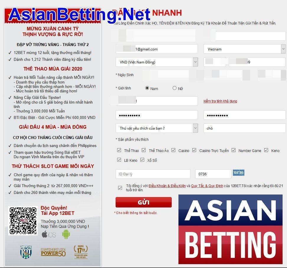 Tạo tài khoàn nhà cái 12bet