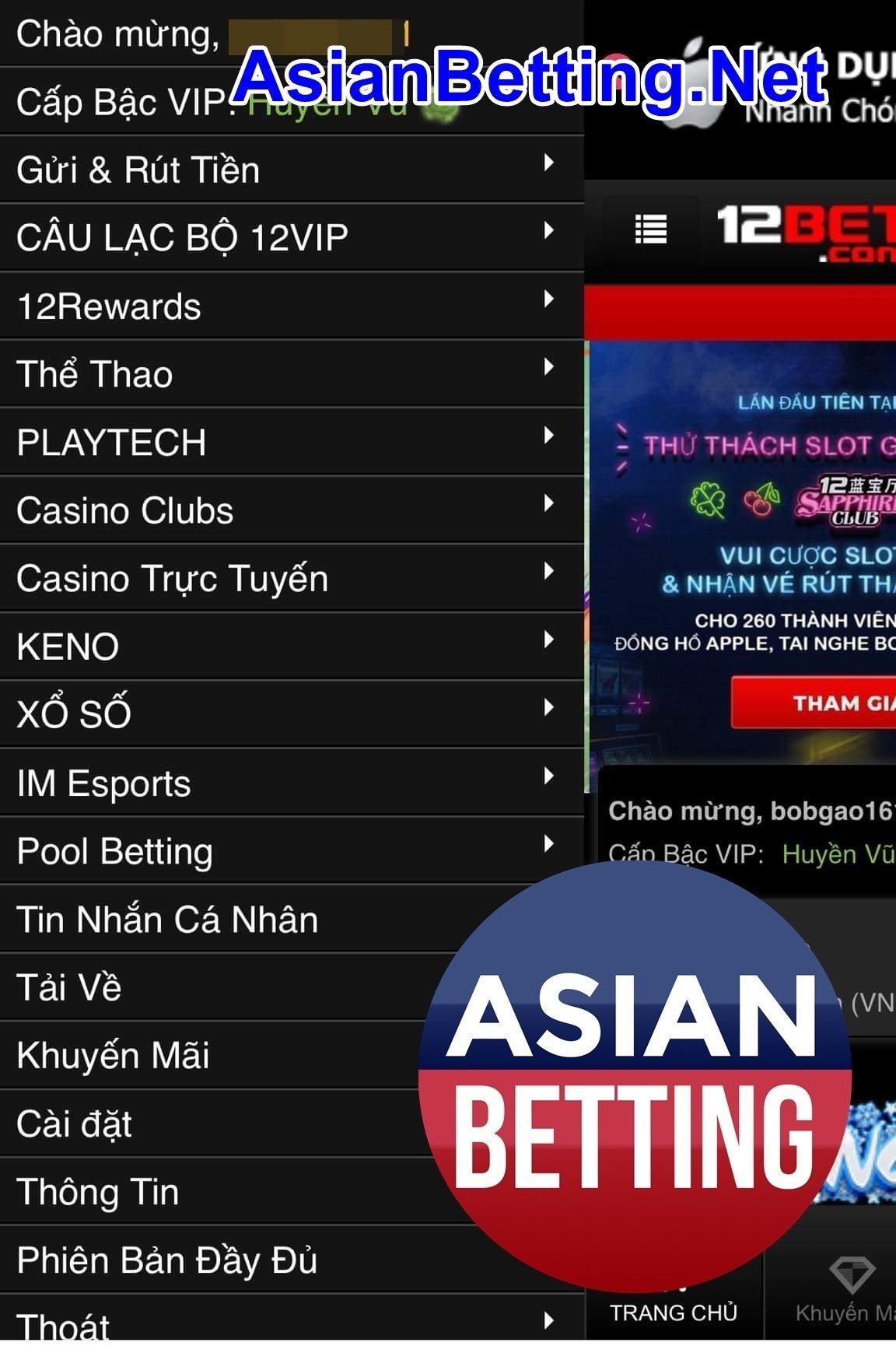 Giao diện điện thoại nhà cái 12Bet