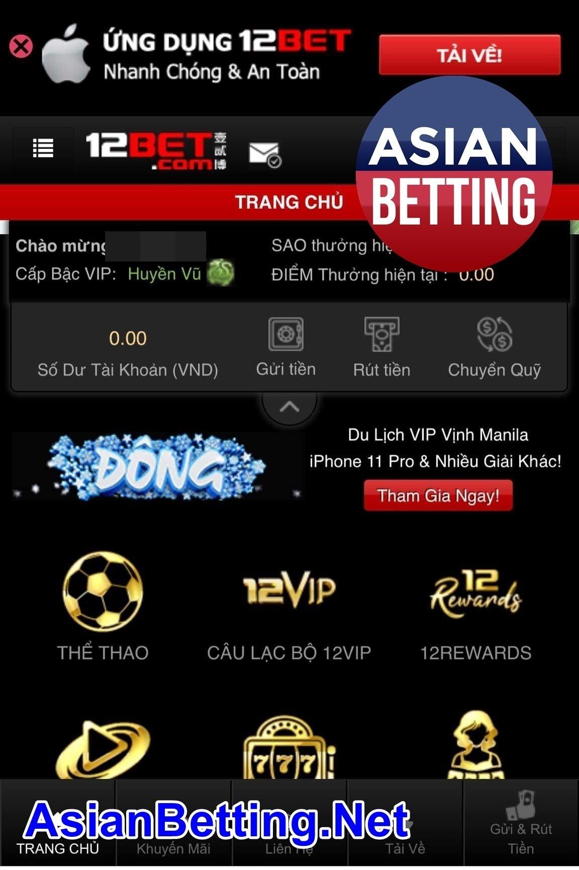 Giao diện bên ngoài nhà cái 12Bet