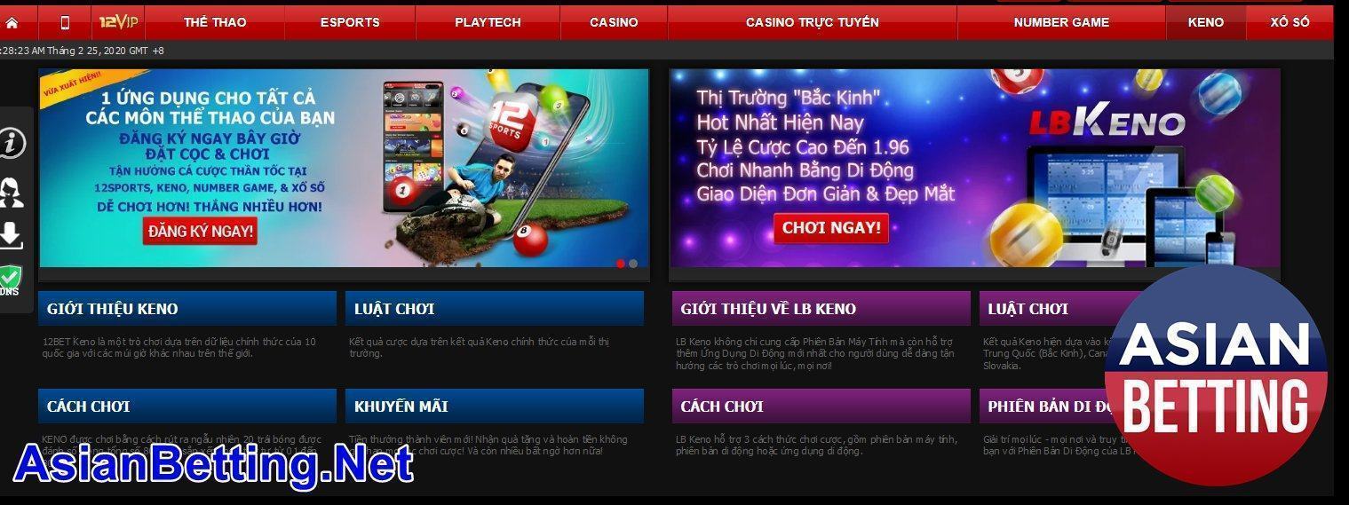 Sản phẩm KENO nhà cái 12Bet