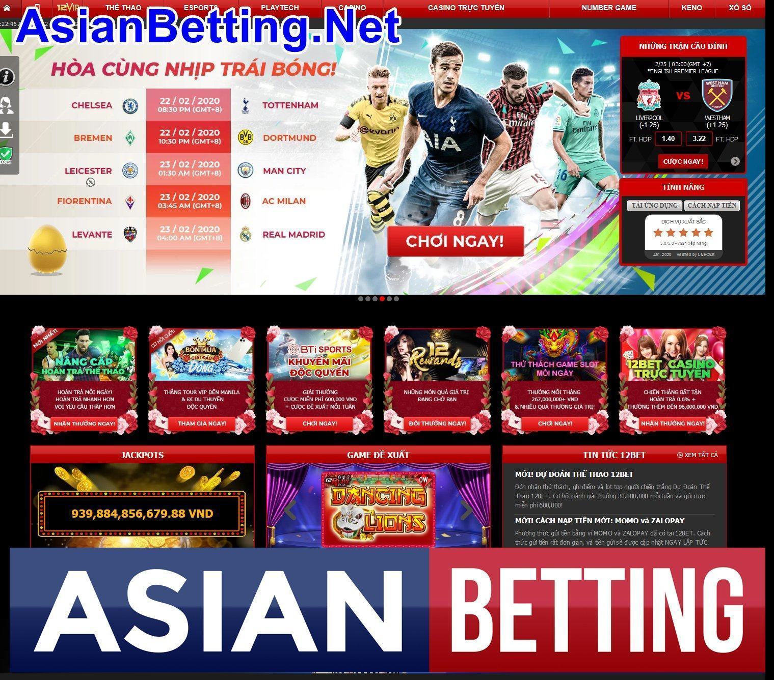 Giao diện nhà cái 12Bet