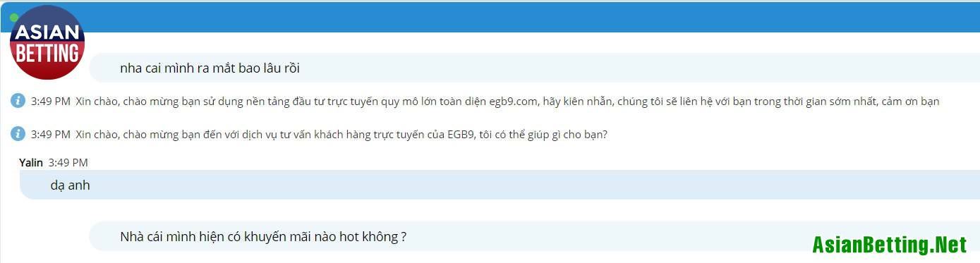 Chat với chăm sóc khách hàng EGB99